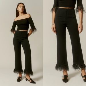 Reformation feather trim pant